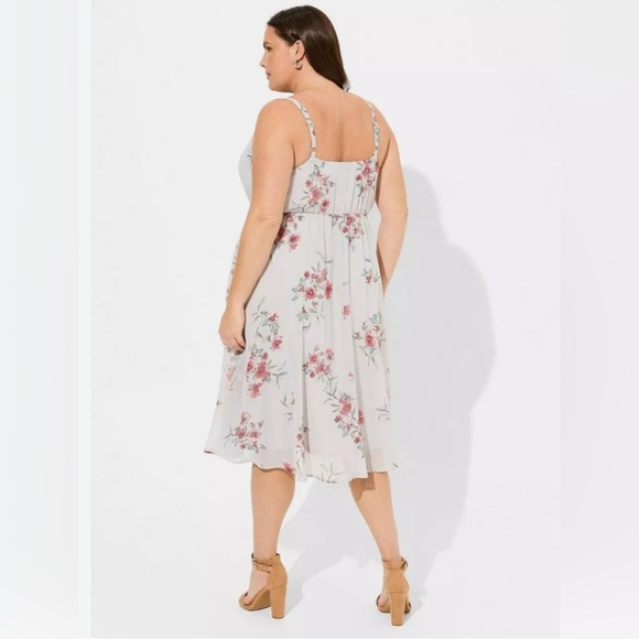 Torrid Fallover Floral Chiffon Cowl Neck Dress Women Plus Size 2X Cottagecore - Picture 2 of 16